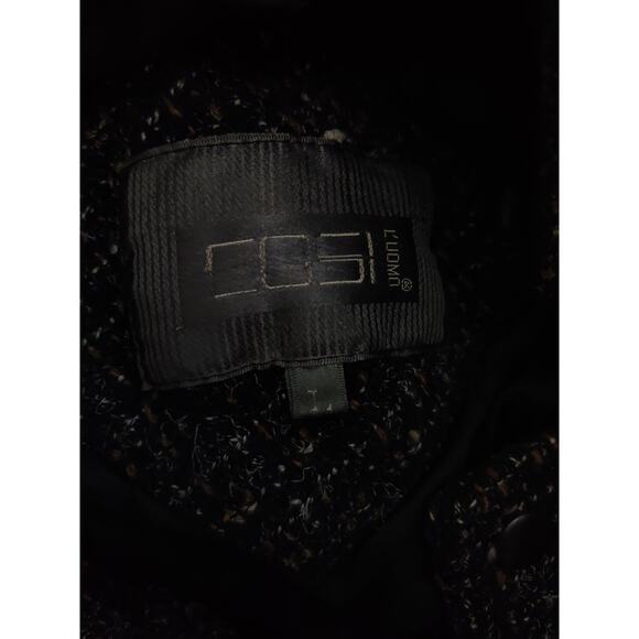 Vintage COSI Black Wool Blend Zip Front Long Sleeve Tweed Jacket Size L - Picture 10 of 12